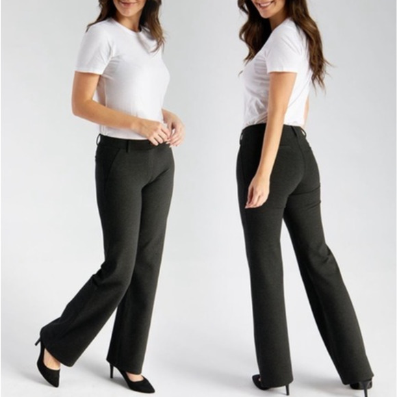 Betabrand Womens Dress Yoga Pull-on Pants Dark Charcoal Gray Bootcut Size L - Picture 1 of 8